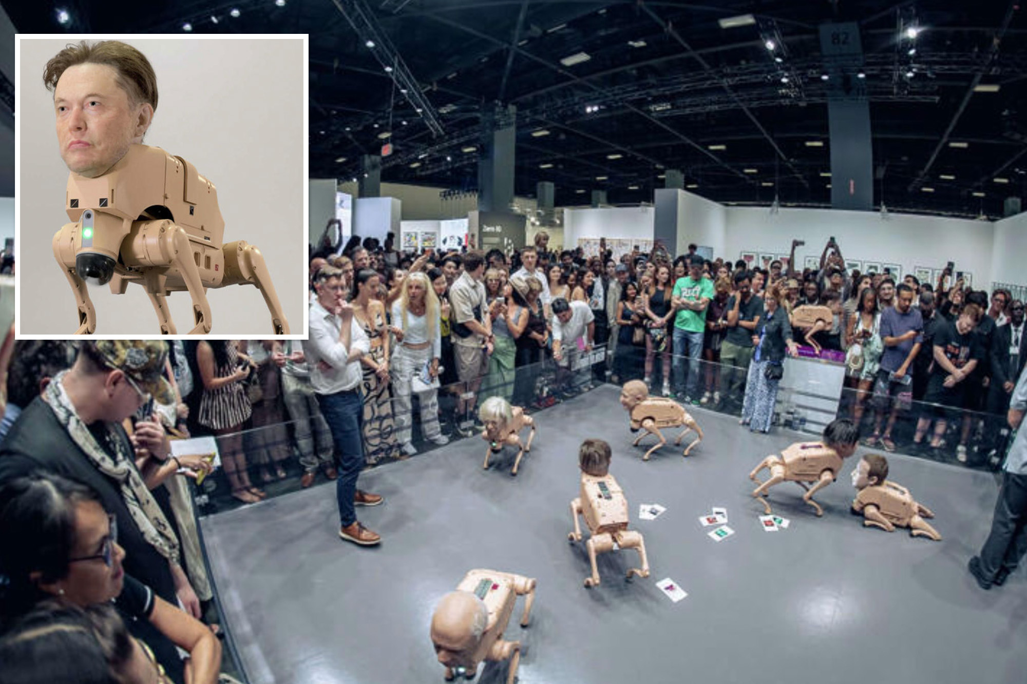 Frightening Mutant Dog-Bots with Elon Musk and Zuckerberg Heads Descend on Silicon Valley