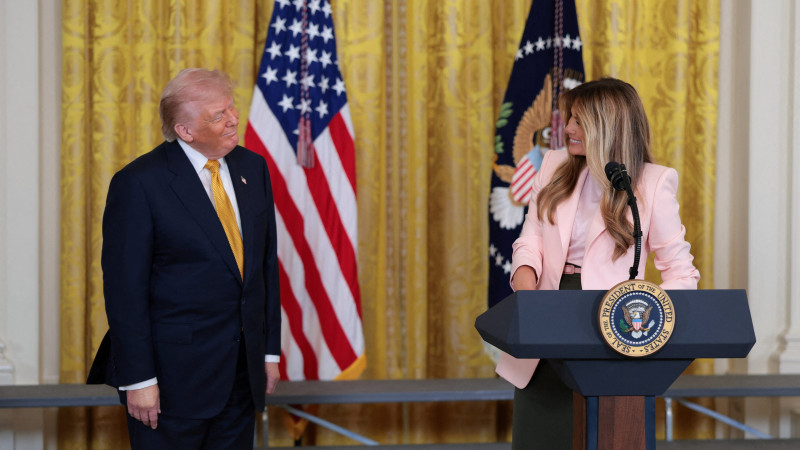 Melania Trump Cut Off by Laughter After Referencing Her Husband's Empathy