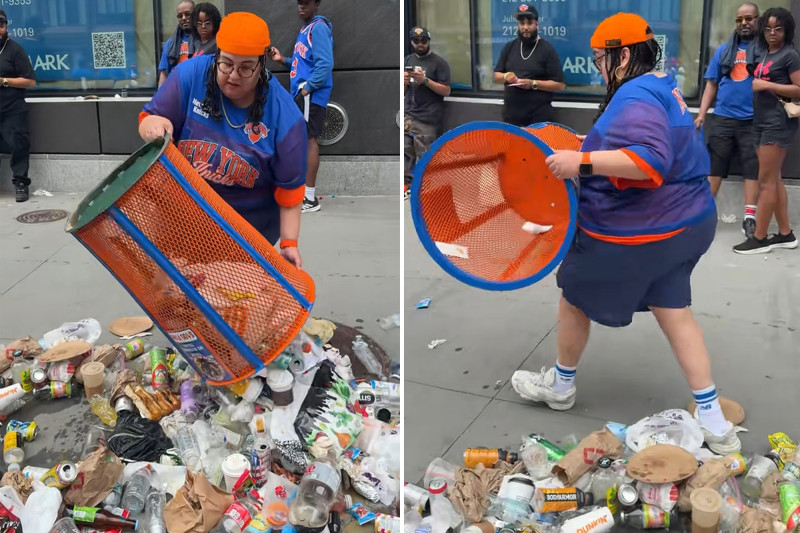 “Incredibly Stupid” Knicks Fan Steals Trash Can, Dumps Garbage on NYC Streets