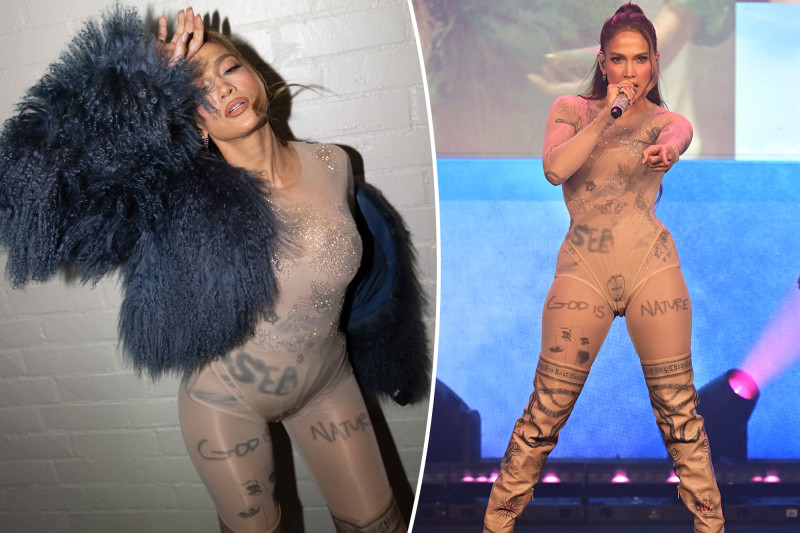 Jennifer Lopez Stuns in Tattoo-Covered Catsuit at Prime Video Event
