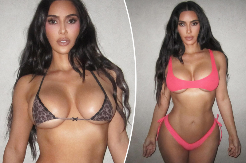 Kim Kardashian Strips Down to Skims’ Minuscule Leopard-Print Lingerie