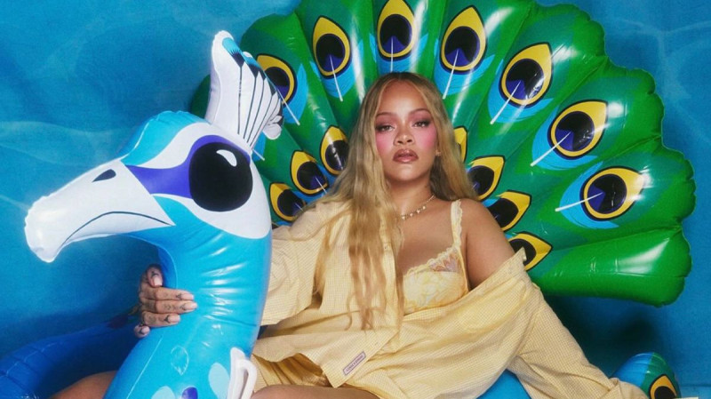 Rihanna Strips to Lacy Lingerie, Straddles Inflatable Peacock in Bold Photoshoot