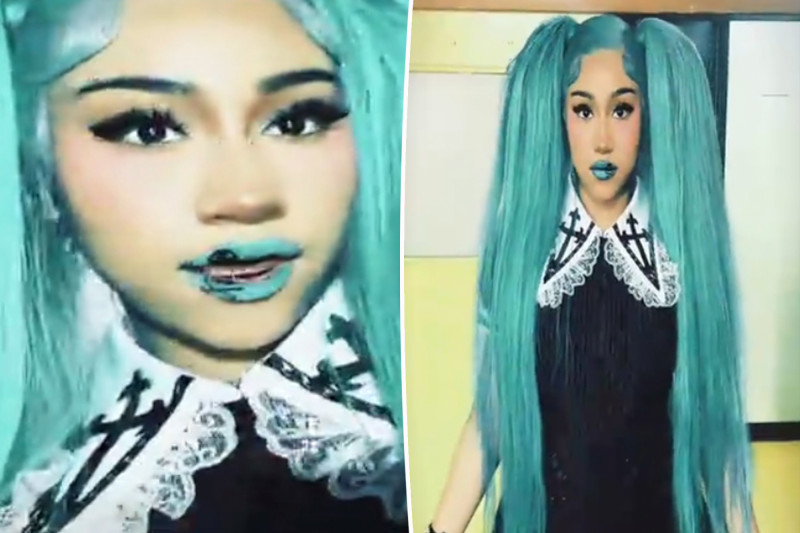 North West, 13, Rocks Zombie Look with Blue Lips and Black Teeth
