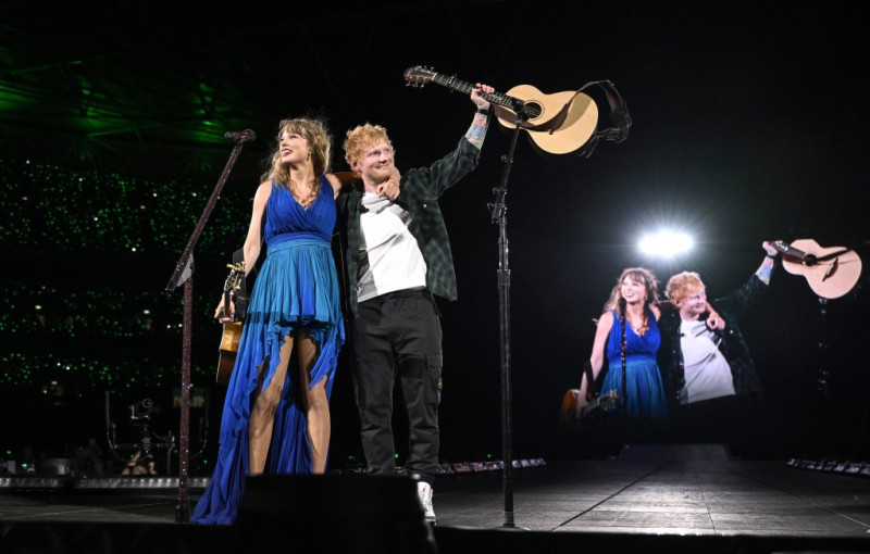 Ed Sheeran Dares to Dazzle in Turquoise Paisley Suit and Tiffany Kicks at Taylor Swift's Wedding