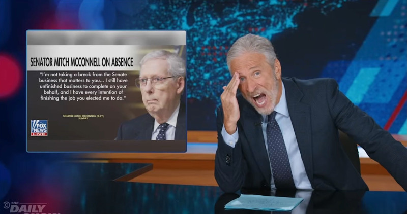 Jon Stewart Unleashes on Trump’s Bizarre Eulogy for Lindsey Graham