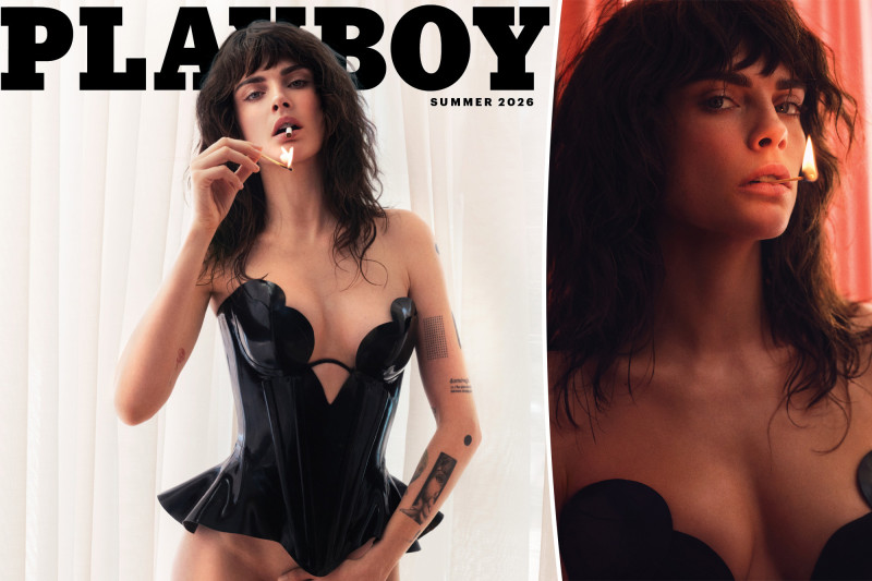 Cara Delevingne Strips Down to Latex Corset for Playboy Cover