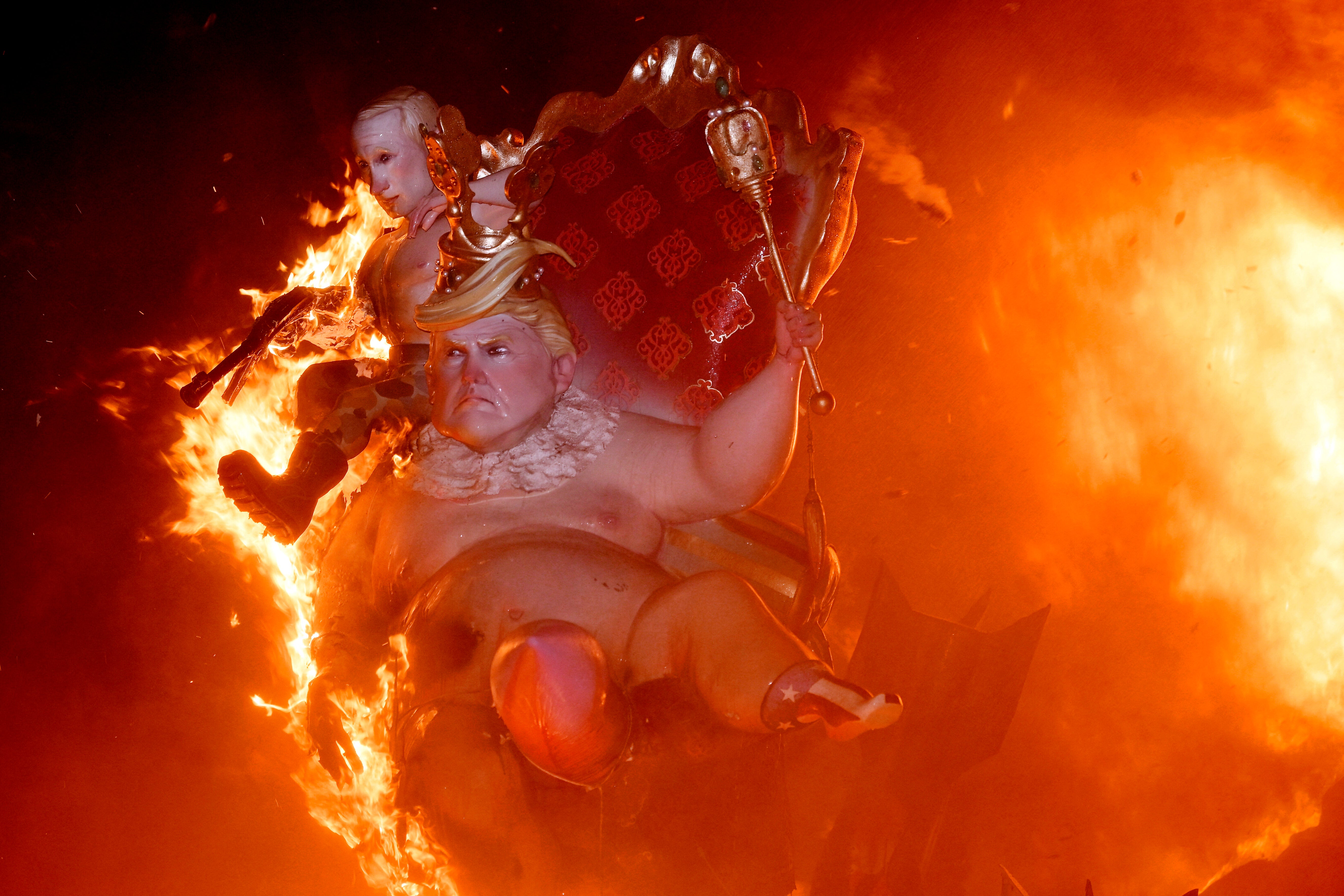 Outrageous Trump Effigies Set Ablaze at Spanish Festival